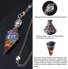 Load image into Gallery viewer, 7 Chakra Healing Crystal Chip Pendulum
