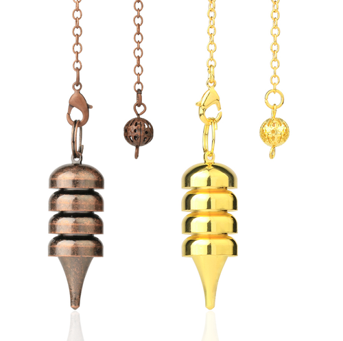 Cone layered metal pendulum, gold and copper colour