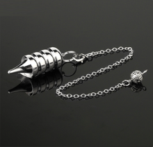Load image into Gallery viewer, Cone layered metal pendulum, silver colour

