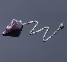 Load image into Gallery viewer, Hexagonal healing crystal pendulum amethyst
