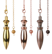 Load image into Gallery viewer, Bullet shape metal pendulum in gold, rose gold and copper colour options
