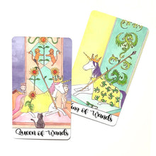 Load image into Gallery viewer, Crystal Unicorn Tarot Cards queen of wands and king of wands
