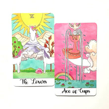Load image into Gallery viewer, Crystal Unicorn Tarot Cards the lovers and ace of cups
