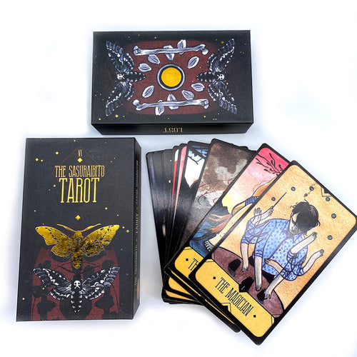 The Sasuraibito Tarot Card Deck box and card design