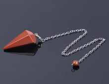 Load image into Gallery viewer, Hexagonal healing crystal pendulum red jasper
