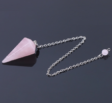 Load image into Gallery viewer, Hexagonal healing crystal pendulum rose quartz
