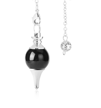 Load image into Gallery viewer, Spherical Shuttle Crystal Pendulum black onyx
