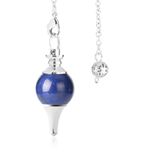 Load image into Gallery viewer, Spherical Shuttle Crystal Pendulum lapis lazuli
