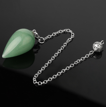 Load image into Gallery viewer, Waterdrop Healing Crystal Pendulum green adventurine on black
